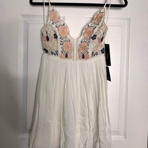Lulu's Daisy Petal Pickin' Ivory Embroidered Dress
